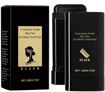 Haartönung Haarfarbenentferner, Black Hair Dye, Haar Mascara Männer & Frauen, Haarkreide Kamm, Ansatzfarbe Für Graue Haare Abdecken, 2-in-1 Hair Dye Comb Stick for Quick Touch-Ups (Schwarz, 20g)