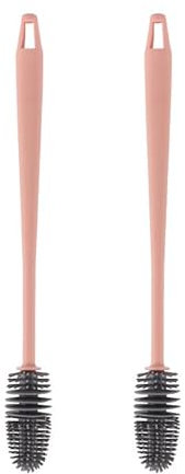 Cepillo de Silicona para Botellas con Mango Largo,Cepillo para Limpiar electrodomésticos de Cocina, cepillos,Cepillo para lavavajillas, Cepillo para Botellas,Cepillo para Vidrio,Rosa (Paquete de 2)