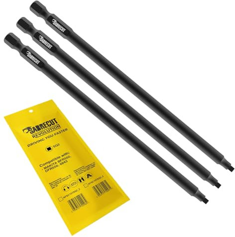 3 x SabreCut AFSC157SQ2_3 157mm SQ2 Autofeed Collated Drywall Screwdriver Gun Bits Single Ended Square No.2 Heavy Duty Compatible with Makita BFR550 6843 DFR550