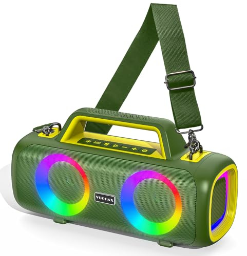 VUOPAX Cassa Bluetooth Portatile, 140W Potente con 2 Subwoofer e 2 Tweeter, Impermeabile IP65 per Esterni, Batteria 24h, Luci RGB, per Feste, Giardino, Spiaggia - Connessioni AUX/USB/TF e TWS