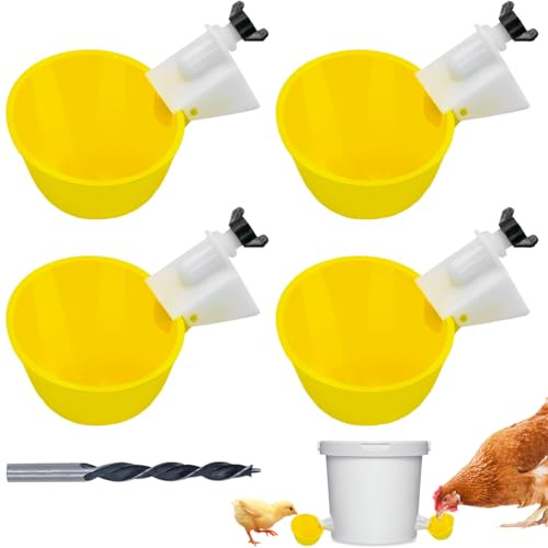 JJQHYC 4 Piezas Bebederos para Gallinas, Sistema Automático de Bebederos de Aves de Corral, Bebedero Gallinas Automatico, Dispensador de Agua para Pollos, Patos, Codornices y Palomas