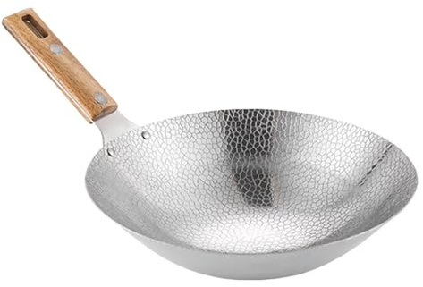 SartéN De Acero Inoxidable Offigam De 13 Pulgadas Con Mango De Madera Aislante SartéN Profunda Para Cocinar Carne Salteados Hot Pot En Restaurante Y Hogar