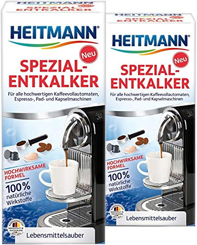 Heitmann Kaffeevollautomaten Entkalker: Kalklöser für Kaffeemaschinen, Espressomaschinen, Padmaschinen, 2x 250 ml