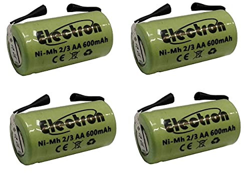 4x Batteria ricaricabile Ni-Mh 2/3AA 2/3 AA 1,2V 600mAh 14x29mm con lamelle linguette terminali a saldare per pacco pacchi batteria