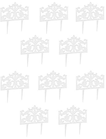 Relaxdays 10er Set Beetzaun Gusseisen, mit Erdspieß, einfaches Stecksystem, Zierzaun, nostalgisch, H x B x T: 37 x 36 x 2 cm, weiß