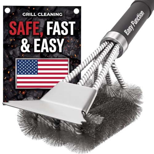 Easy Function 43 cm Brosse et Grattoir pour Barbecue - Brosse de Nettoyage en Acier Inoxydable pour Barbecues à Gaz, au Charbon, Électriques et Grilles, Accessoires pour Barbecue Weber