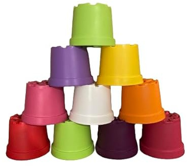 2 Litre Coloured Plant Pots/Flowerpots x10