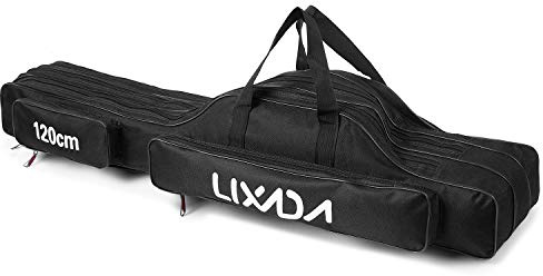 LIXADA 3 Couches Sac de Canne à pêche Canne Pliante Portable étui de Transport Moulinet de pêche Sac de Rangement étui