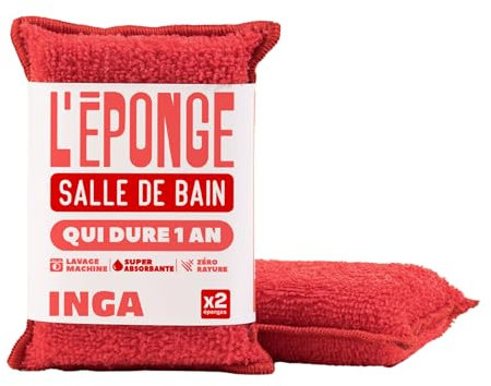 INGA - 2 X Éponges Réutilisables Lavables - Spéciales Surfaces, Double Absorption - 2 Côtés pour Absorber et Essuyer - Fabriqué en Europe - Éponge Lavable Qui Dure 1 an