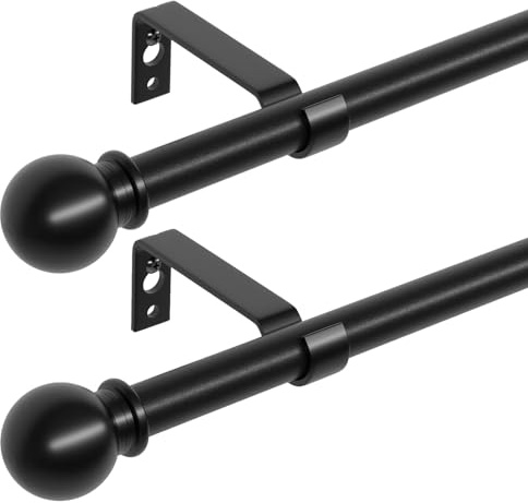 2-pack gardinstänger, matt svart 3 m lång gardinstång för öljettgardiner, justerbar gardinstång för sovrum med fästen, 16 mm diameter 3 m metallgardinstång