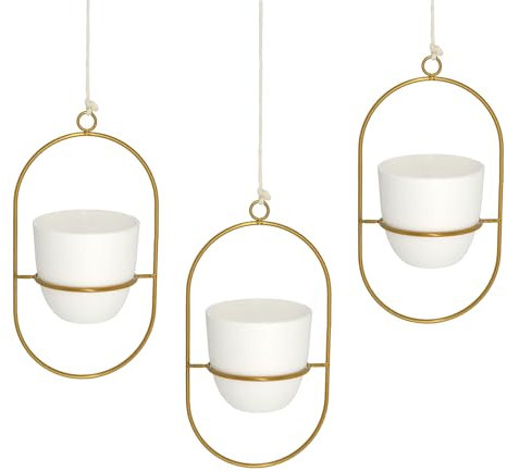VIERSHU Hängende Blumentöpfe für Innen und Außen, Balkon und Garten Hängend Metallhalter Deko Für Zimmerpflanzen, Sukkulenten, Luftpflanzen, Kakteen, Kunstpflanzen und Mehr