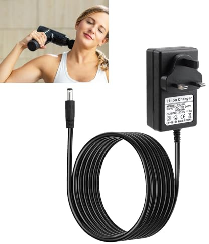 25.2V 1A Massage Gun Charger Adapter, Replacement Power Adapter Electric Muscle Massager Universal Massage Gun Charger Adapt Battery Charger Cable with LED Indicator Wide Voltage Adaptability Charging