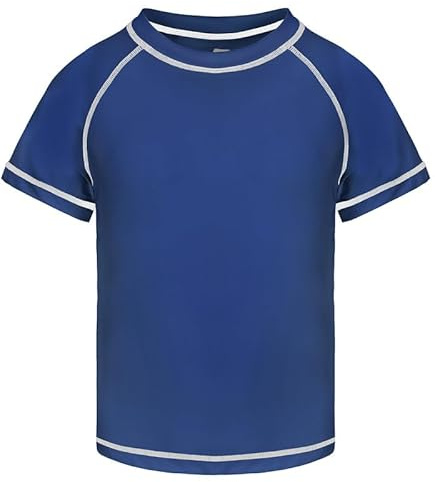 ozkzdp Boys Swimming Top Rash Vest Kids Short Sleeve Quick Dry Swim Shirts Rash Guard Swimwear for Boys Dark Blue M