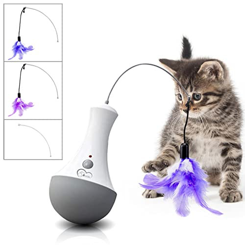 DOEL Giocattolo Interattivo per Gatti - Esercizio Automatico con Piuma, Elettronico, Alimentato a Batteria - Regalo per gattini