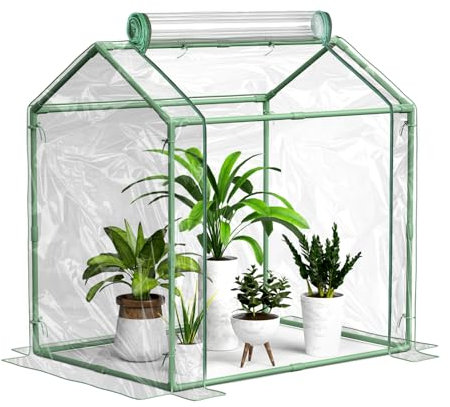 Awvlvwa Mini växthus för inomhus utomhusväxter, bordsskiva bärbart växthus med upprullad blixtlåsdörr, litet växthus tält med transparent PVC-skydd 85 cm (L) x 23,5 cm (B) x 32,5 cm (H)