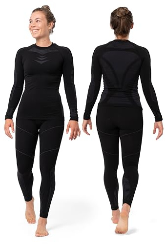 Occulto Intimo Termico Sci Invernale Set Donna (Modello: Lindsey) Grigio Nero M