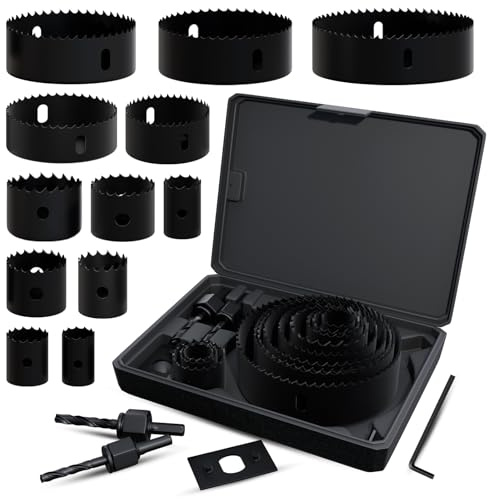 METOTY 18-teiliges （19-102mm）Bi-Metall Lochsäge Set,Karbidstahlschneider für Holz, Gipskarton & Kunststoff | Ultrascharfe Zähne | Schnellwechselbar | Inklusive Dorn & Hex Key