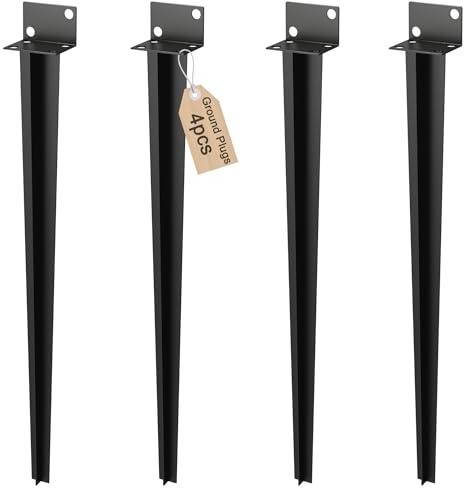 PEILU 4 soportes para postes de madera, 70 cm de alto, casquillo de impacto galvanizado, casquillo de suelo estable, anclaje para postes para construcción de garajes, cenadores de jardín y columpios