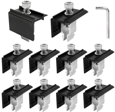 Fixation Panneau Solaire,10 Pièces Kit De Fixation Support Pour Panneau Avec Une Clé,Kit De Supports De Panneau Solaire,Supports De Montage De Panneaux Pour Système De Montage Photovoltaïque 32-45MM