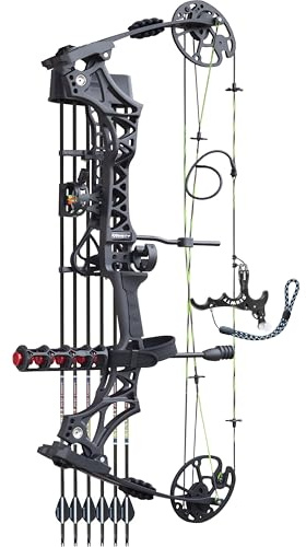 CENWTY Arco Compound Set Adulto da Tiro con l'Arco20-70 LBS Arco da Caccia e Pesca con L'Arco Freccia e Arco Composto Set Arco per Tiro con L'Arco Caccia Bersaglio Pratica Mancini Destrorsi (Nero)