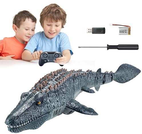 Jouet Mosasaurus télécommandé – Dinosaure nageur interactif, eau de piscine amusante pour les , fonction lumière et pulvérisation, animal flottant durable | Activité de jeu d'été en plein air p