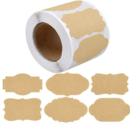 Etichette Kraft Adesivi, 500pcs Etichette Adesivo di Carta Kraft, Etichette Barattoli Cibo per Bottiglie Marmellata, Barattoli, Cucina Domestica Fatta a Mano, Ufficio, Confezione Regalo