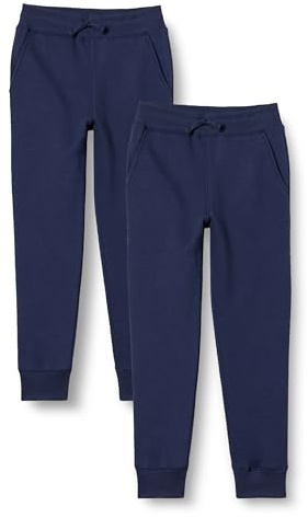 Amazon Essentials Pantalon de Jogging en Polaire Garçon, Lot de 2, Bleu Marine, 11-12 Ans