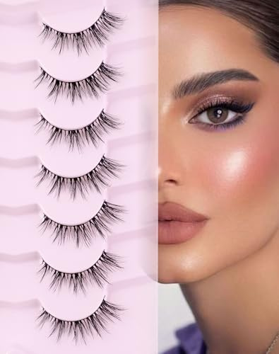 Onlyall Cat Eye Lashes Natural Lashes False Eyelashes Fox Eye Lashes False Lashes 7 Pairs D5