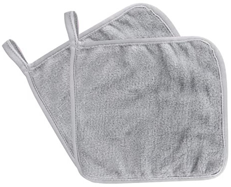 2pcs Reusable Makeup Remover Cloth Microfibre Face Cleansing Cloths,Make Up Remover Cloth,20*20cm Microfiber Flannel Towel Muslin Face Cloth Erase Your Face Makeup Remover Pad for Gym,Spa &Trave,Grey