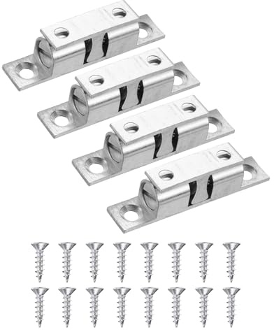 PATIKIL 50mm Double Ball Tension Roller Catch Latch, Solid Brass Adjustable Hardware Fitting with Screws for Cabinet Closet Tension Latch, Silver Tone