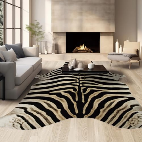 Guyi Rare Tappeto zebrato grande, 3,4 x 2,4 m, con stampa zebrata, in pelle bovina, decorazione occidentale, per camera da letto, soggiorno, sala da pranzo, tappeto antiscivolo con stampa di mucche