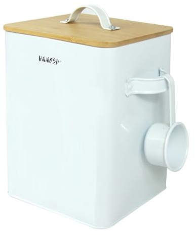 HNNOSH Waschpulver Aufbewahrungsbox 6,5 L - Weiß Waschpulver Box mit Deckel & Waschmittel Dosierhilfe – waschmittelbox Perfekte Aufbewahrung für Waschpulver 23 * 18 * 15,5 cm