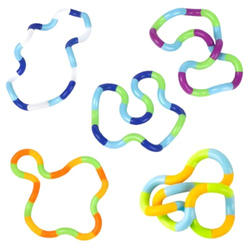 Siliget 5 Pcs Tangle Fidget Toy for Anxiety, Tangle Fidget Toy Removable Splicing for Kids and Adults, Stress Relief Silent Toy