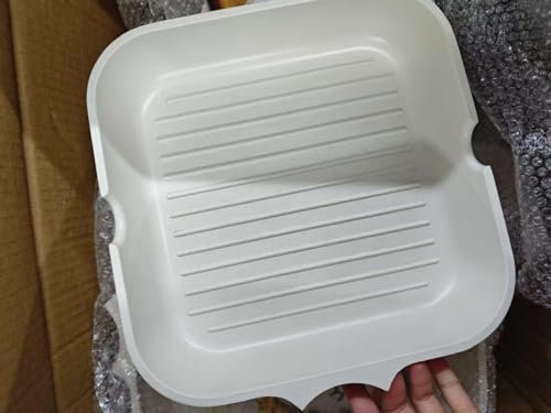 Kordisen Sartén parrilla antiadherente con tapa, cuadrada 24 cm inducción, sartén de carne con revestimiento saludable y boquillas de vertido, plancha para cocina interior, blanco