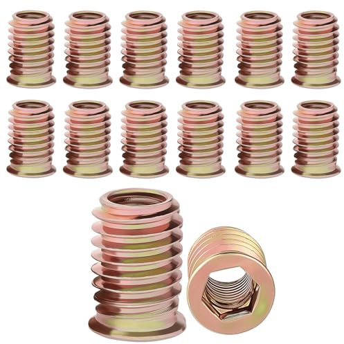 Insert Fileté Bois‌ M10 Insert Fileté M10 x 25mm écrous à Visser 30 Pièces Galvanisés écrou Hexagonal Fileté‌ pour Meubles en Bois
