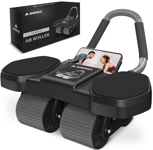 Amonax Roue Abdominale Convertible, Ab Roller Wheel, Roulette Abdominaux Exercice pour Abdominaux, Roue de Fitness pour Musculation Sport Maison Materiel pour Homme Femme (Noir Pro)