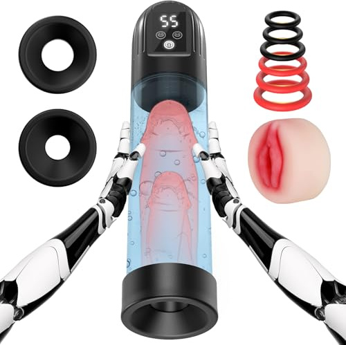 Electric Penis Pump,Penis Enlargers & Extender Male Sex Toys, Automatic Air Water Male Masturbator with 12 Taining Modes, Adult Sex Toys for Men Erection, Dick Pump with Pussy Pump & Cock Rings