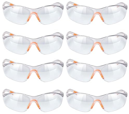 KOMEIYL 8pcs Gafas Proteccion Trabajo, Gafas Laboratorio, Gafas Proteccion Trabajo Polvo, Gafas Proteccion Quimica con Nasales, Plica Aloquea Metálicos, Arena, Grava y Otras Salpicaduras