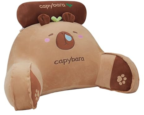 Almohada de Respaldo con Brazos de Carpincho - Lindo cojín de Noche de Felpa | Soporte de Almohada de Lectura Suave para sofá Cama, Soporte de Espalda de Felpa Corta | Carpincho Relleno Decor