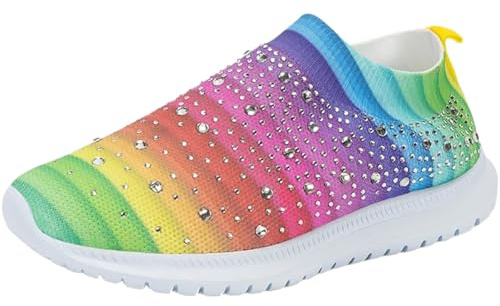 Zapatillas de deporte para mujer – Botas Calcetines para mujer Stretch Basket De Caminar Confort Botas Ligeras Transpirable Sin Cordones Flexibles Zapatos De Ciudad Casual, rosa brillante, 39 EU