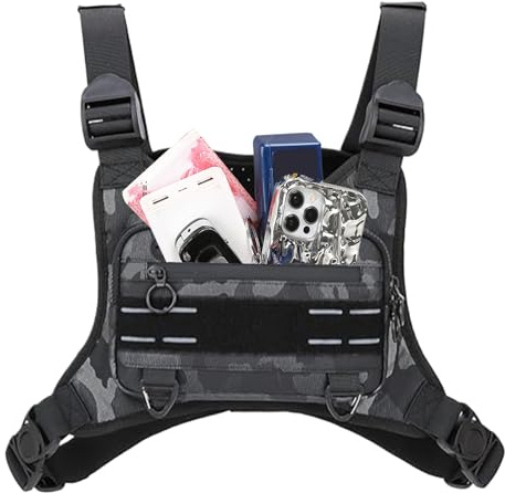 Chest Bag - 24cm Chest Pack, Cooling Wear Experience | Polyester Sports Vest Chests Bag with Discreet Pockets, Running Vest Rig for Workouts Cycling Hiking Runners Jogging Hunting Travel Men Women