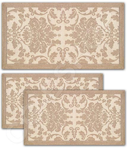 Confezioni.Giuliana Tris Camera da Letto SCENDILETTO 3 TAPPETI CINIGLIA Shabby Barocco Tortora