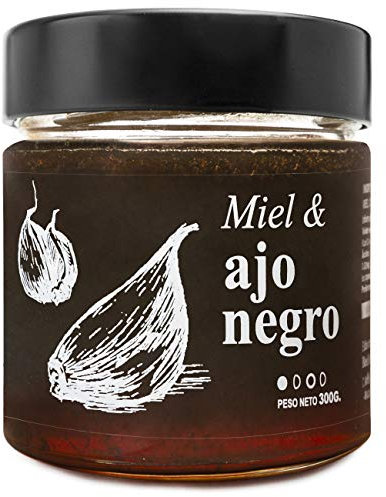 Miel con Ajo Negro - 100% Natural Pura de Abeja, Cruda, 300gr - Origen: El Bierzo, España