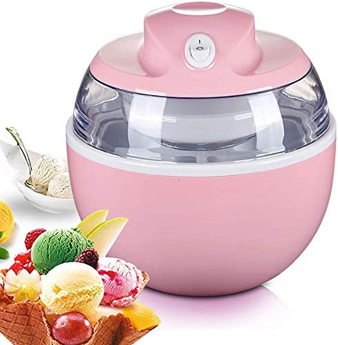 FLJMR Gelatiera elettrica Fatta in casa, Macchina per Gelato ghiacciata per Bambini, Macchina per Gelato Soft Service a casa, con congelatore Incorporato Rosa