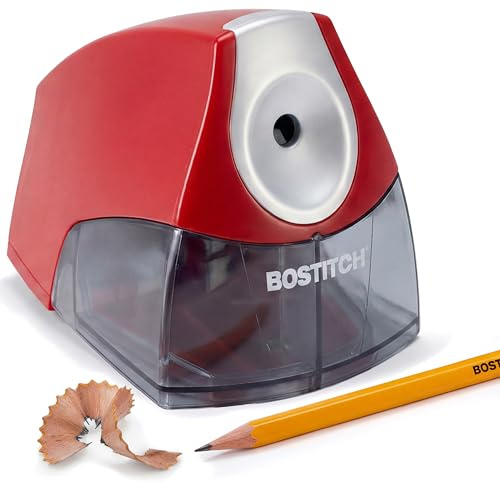 Bostitch Office Temperamatite elettrico personale, potente motore senza arresto, vassoio trucioli ad alta capacità, rosso (EPS4-RED)