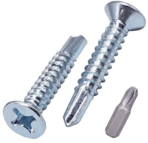 SKIR'CO (40 piezas) DIN 7504 P Tornillos autoperforantes de acero chapado en zinc 5,5 x 32 mm para metal, tornillo de chapa, cabeza avellanada