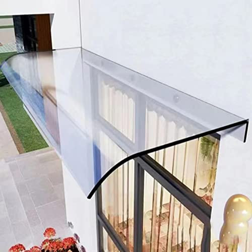Zlovne Auvent de Porte Entrée,Toit Marquise en Polycarbonate Protection UV pour Porche,Auvent Fenêtre Invisible Marquise de Porte d?Entrée,Marquise Porte d'Entrée Coupe-Vent (50x110cm/20 x43)