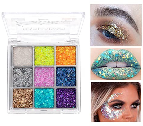 9 Colori Palette di Ombretti Glitter, Glitter Shimmer Metallic Eye Shadow Pallet, Palette cosmetica altamente pigmentata Palette trucco, Ombretto Occhi scintillanti, impermeabile a lunga durata (01)