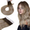 Hetto Tape Extensions Echthaar Balayage Tape in Extensions Echthaar 45 cm Balayage Mittel Braun to Ash Blond Seidig Gerade Invisible Tape Klebe Remy Haarverlangerung 20pcs 50g #3/8/22