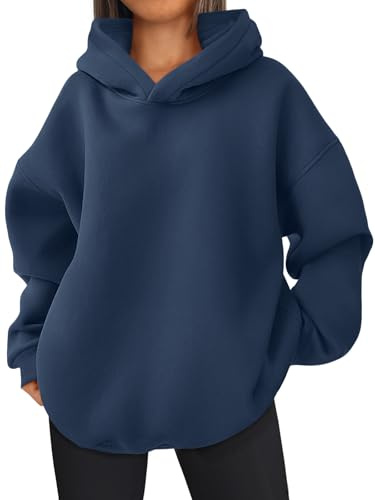 EFAN Womens Oversized Hoodies Sweatshirts Fleece Hooded Pullover Tops Sweaters Casual Comfy Fall Fashion Outfits Clothes 2024, Navyblue, S
